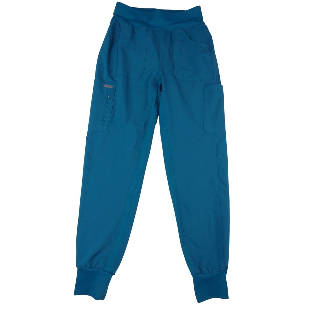 Landau Forward Teal Blue Jogger Scrub Pants Womens Small 4-Way Stretch Pockets